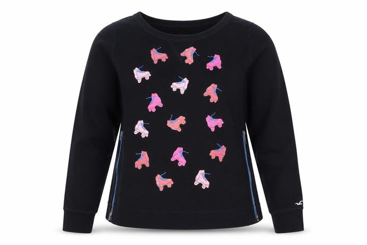 Hollister Women’s Black L Roller Skate Graphic Raglan Sweatshirt