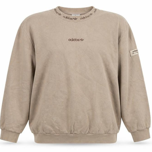 Adidas Women Beige XL Pullover Fleece Logo Crew Neck Sweatshirt