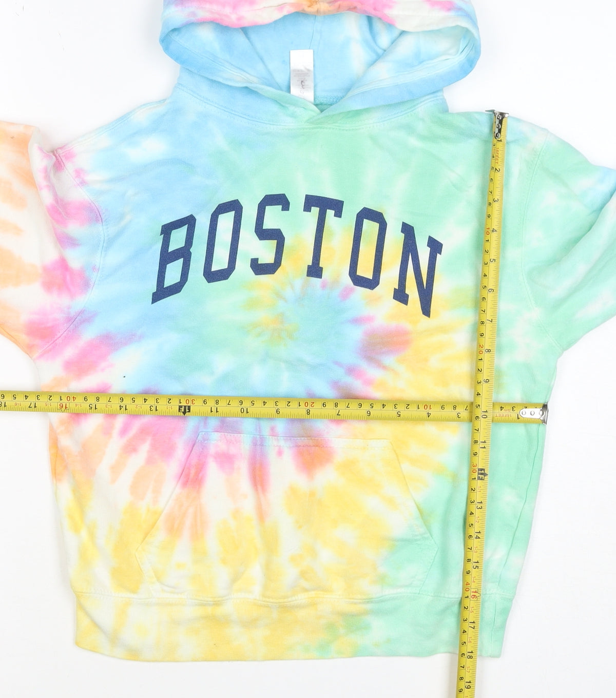 Brand and care label for Ocean Beach Company girls’ multicoloured s boston tie dye pullover hoodie