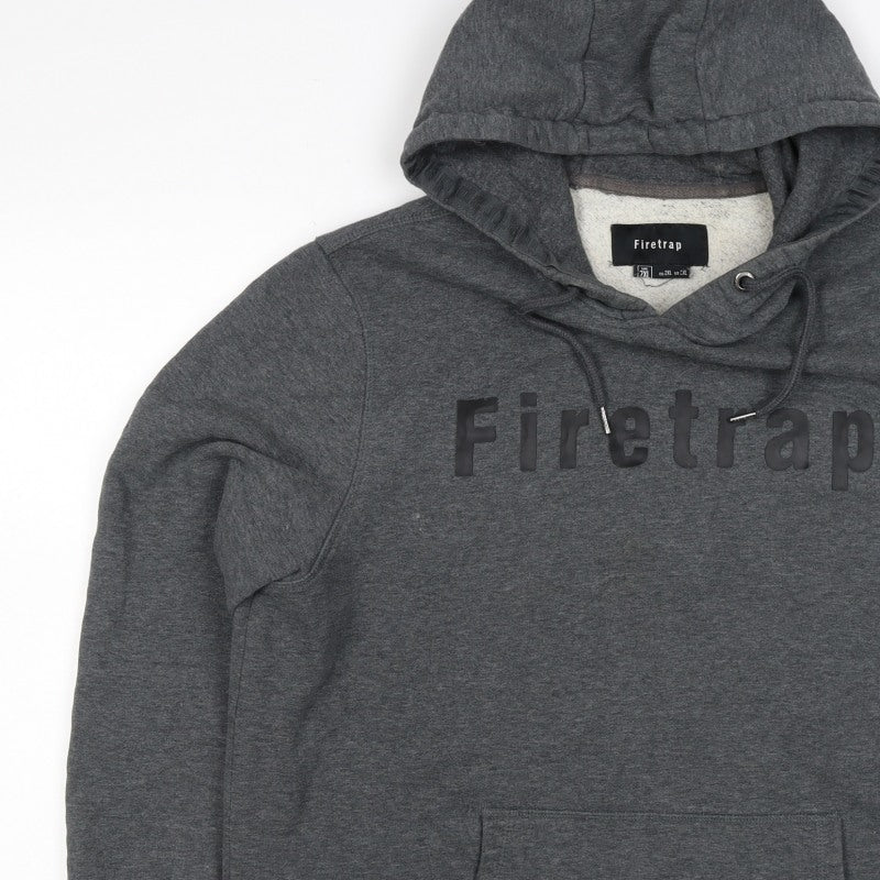 Firetrap Men's Grey 2XL Pullover Logo Fleece Lined Hoodie