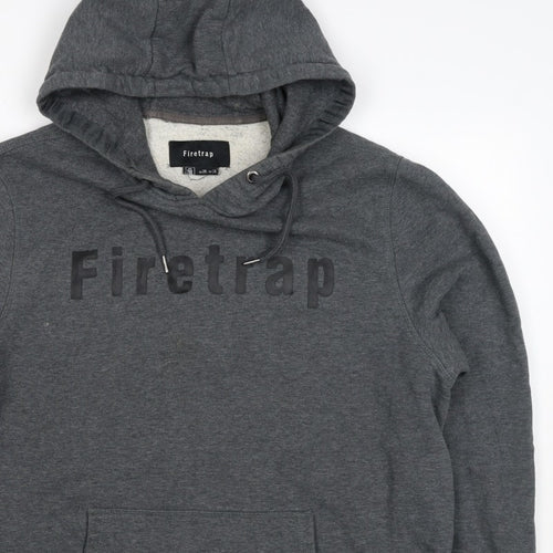 Firetrap Men's Grey 2XL Pullover Logo Fleece Lined Hoodie