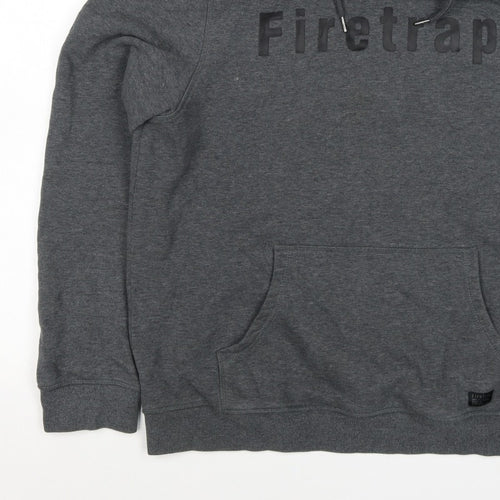 Firetrap Men's Grey 2XL Pullover Logo Fleece Lined Hoodie