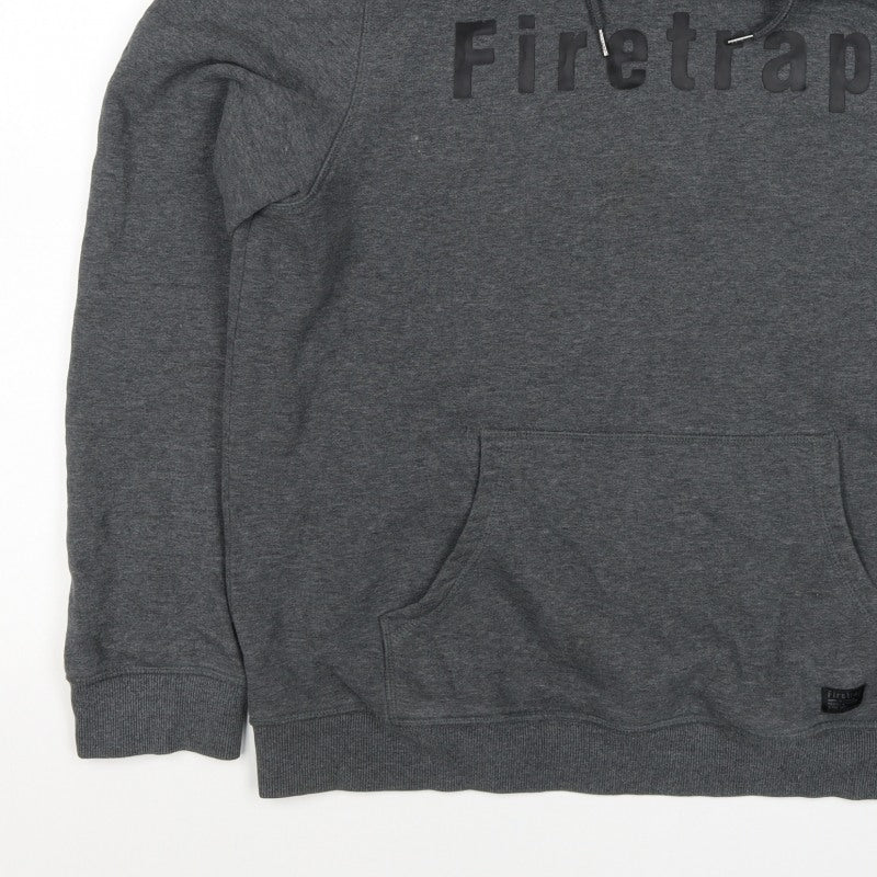 Firetrap Men's Grey 2XL Pullover Logo Fleece Lined Hoodie