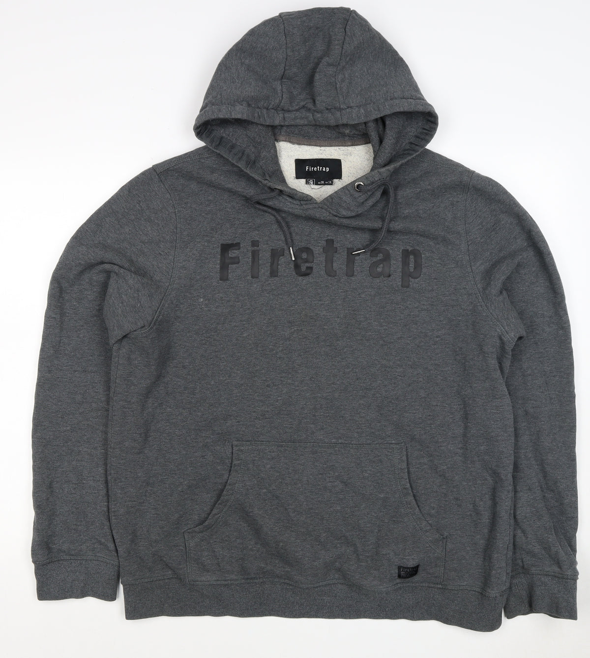 Firetrap Men's Grey 2XL Pullover Logo Fleece Lined Hoodie