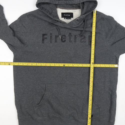 Firetrap Men's Grey 2XL Pullover Logo Fleece Lined Hoodie