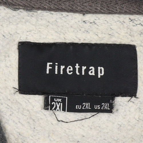 Firetrap Men's Grey 2XL Pullover Logo Fleece Lined Hoodie