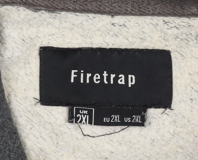 Firetrap Men's Grey 2XL Pullover Logo Fleece Lined Hoodie