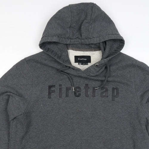 Firetrap Men's Grey 2XL Pullover Logo Fleece Lined Hoodie