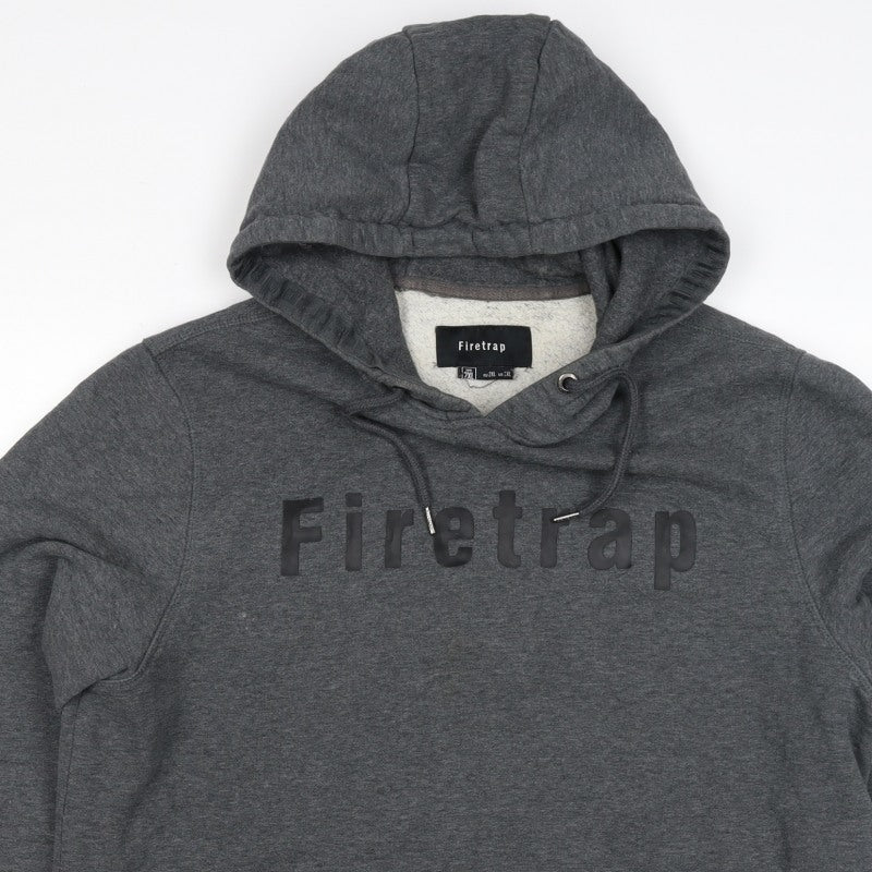 Firetrap Men's Grey 2XL Pullover Logo Fleece Lined Hoodie
