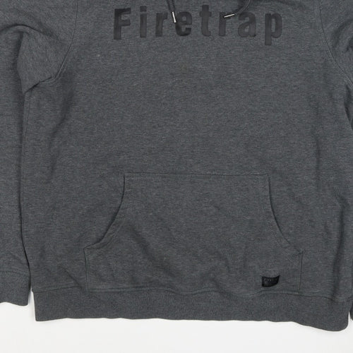Firetrap Men's Grey 2XL Pullover Logo Fleece Lined Hoodie