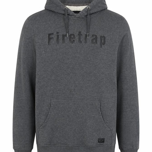 Firetrap Men's Grey 2XL Pullover Logo Fleece Lined Hoodie