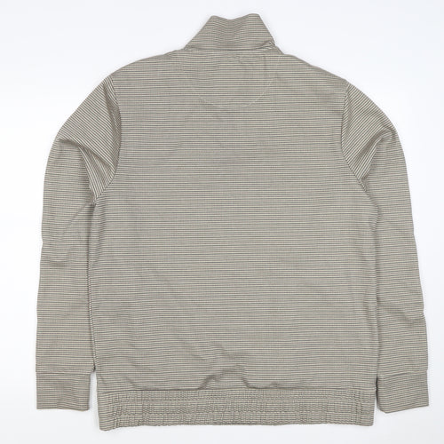 Maison Riviera Men's Beige L 1/4 Zip Check Sweatshirt Pockets