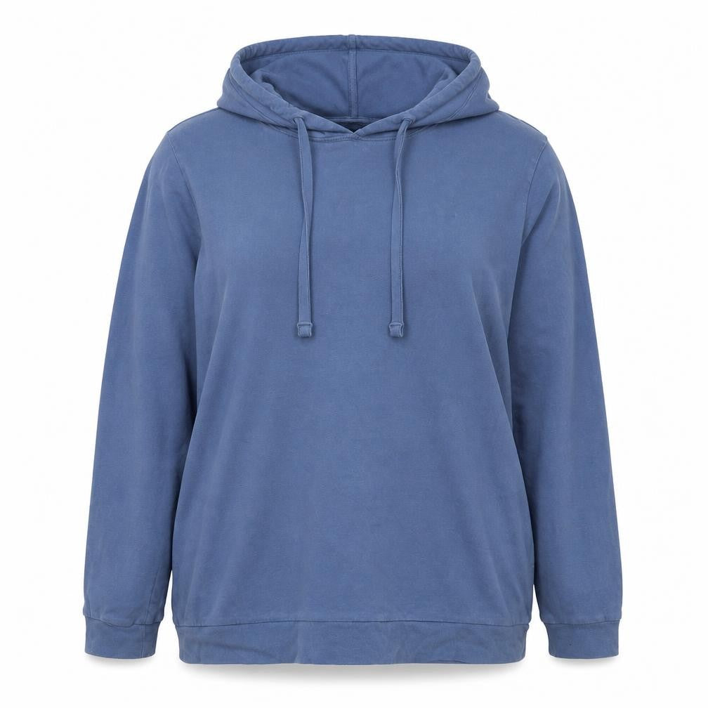 Front view of Avenue Women’s Blue Hooded Pullover Sweatshirt UK 18 Plus Cotton