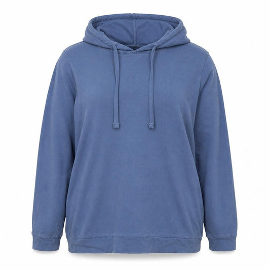 Front view of Avenue Women’s Blue Hooded Pullover Sweatshirt UK 18 Plus Cotton