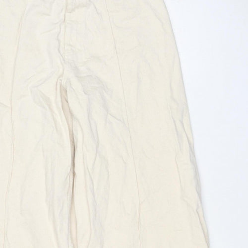 Marks & Spencer Women’s Ivory Wide-Leg Jeans UK 14 Regular Cotton Stretch