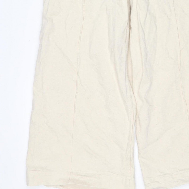 Marks & Spencer Women’s Ivory Wide-Leg Jeans UK 14 Regular Cotton Stretch