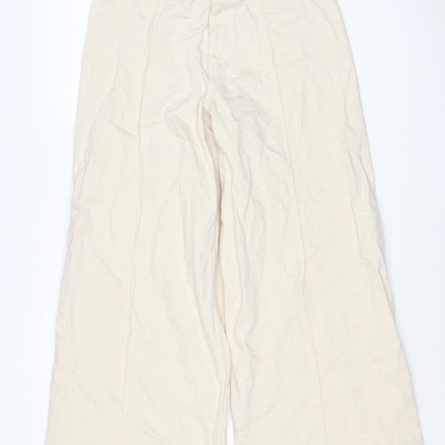 Marks & Spencer Women’s Ivory Wide-Leg Jeans UK 14 Regular Cotton Stretch