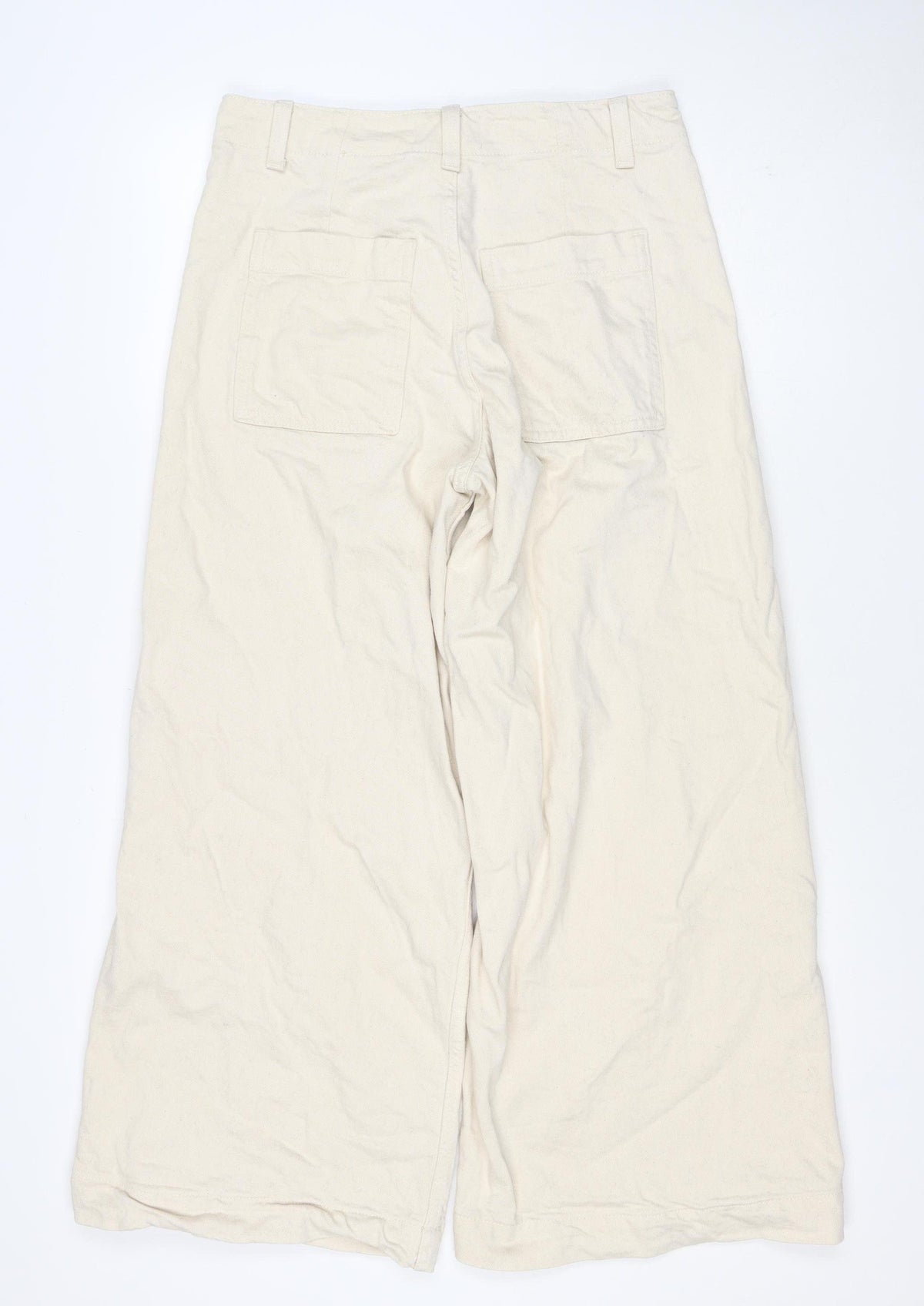 Marks & Spencer Women’s Ivory Wide-Leg Jeans UK 14 Regular Cotton Stretch