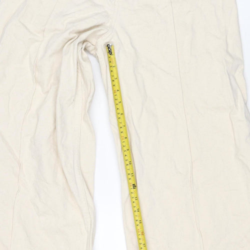 Marks & Spencer Women’s Ivory Wide-Leg Jeans UK 14 Regular Cotton Stretch