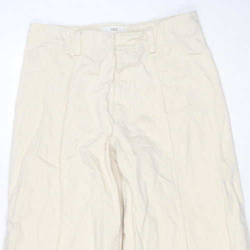 Marks & Spencer Women’s Ivory Wide-Leg Jeans UK 14 Regular Cotton Stretch