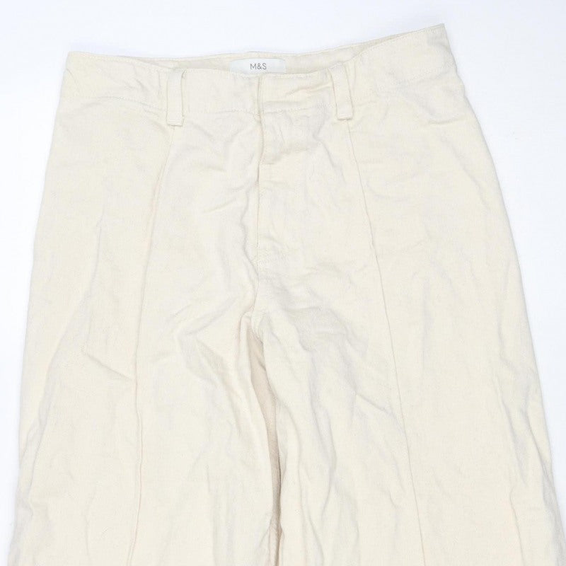 Marks & Spencer Women’s Ivory Wide-Leg Jeans UK 14 Regular Cotton Stretch