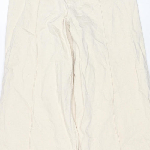 Marks & Spencer Women’s Ivory Wide-Leg Jeans UK 14 Regular Cotton Stretch