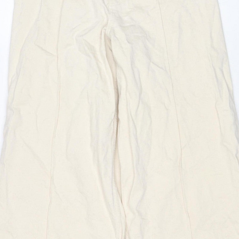 Marks & Spencer Women’s Ivory Wide-Leg Jeans UK 14 Regular Cotton Stretch