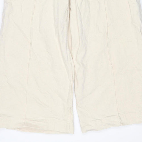Marks & Spencer Women’s Ivory Wide-Leg Jeans UK 14 Regular Cotton Stretch
