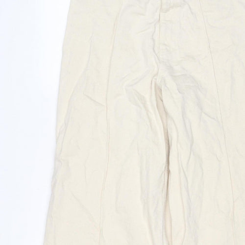 Marks & Spencer Women’s Ivory Wide-Leg Jeans UK 14 Regular Cotton Stretch
