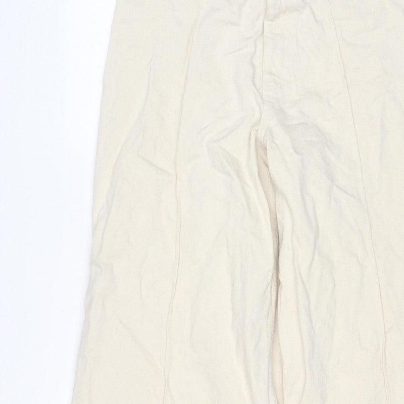 Marks & Spencer Women’s Ivory Wide-Leg Jeans UK 14 Regular Cotton Stretch