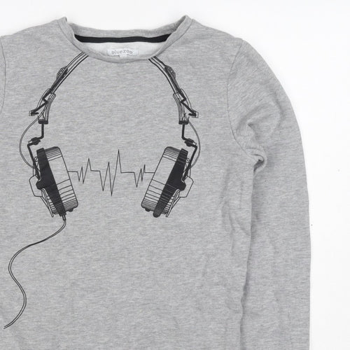 Bluezoo Boys Grey 12-13 Years Pullover Sweatshirt Headphones Graphic