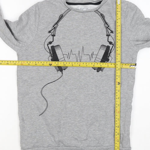 Bluezoo Boys Grey 12-13 Years Pullover Sweatshirt Headphones Graphic