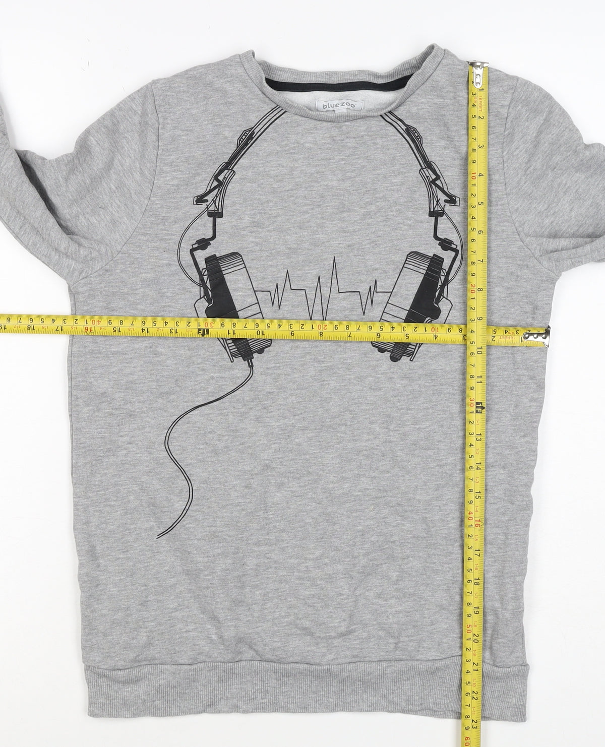 Bluezoo Boys Grey 12-13 Years Pullover Sweatshirt Headphones Graphic
