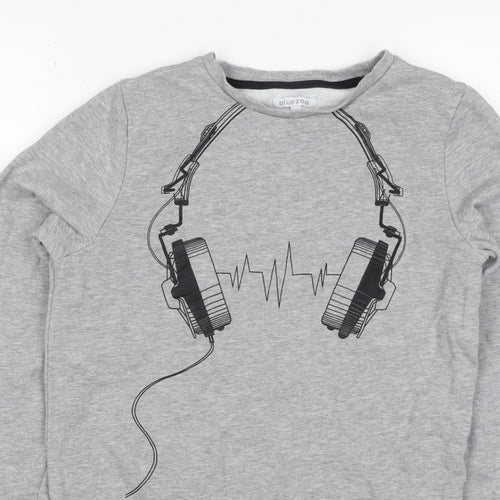 Bluezoo Boys Grey 12-13 Years Pullover Sweatshirt Headphones Graphic