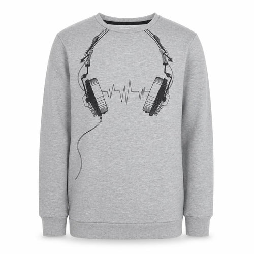 Bluezoo Boys Grey 12-13 Years Pullover Sweatshirt Headphones Graphic
