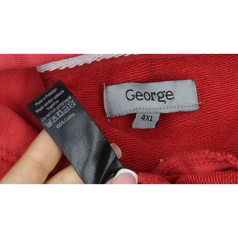 George Men’s Red 4XL Pullover Hoodie Graphic Print Logo Pockets