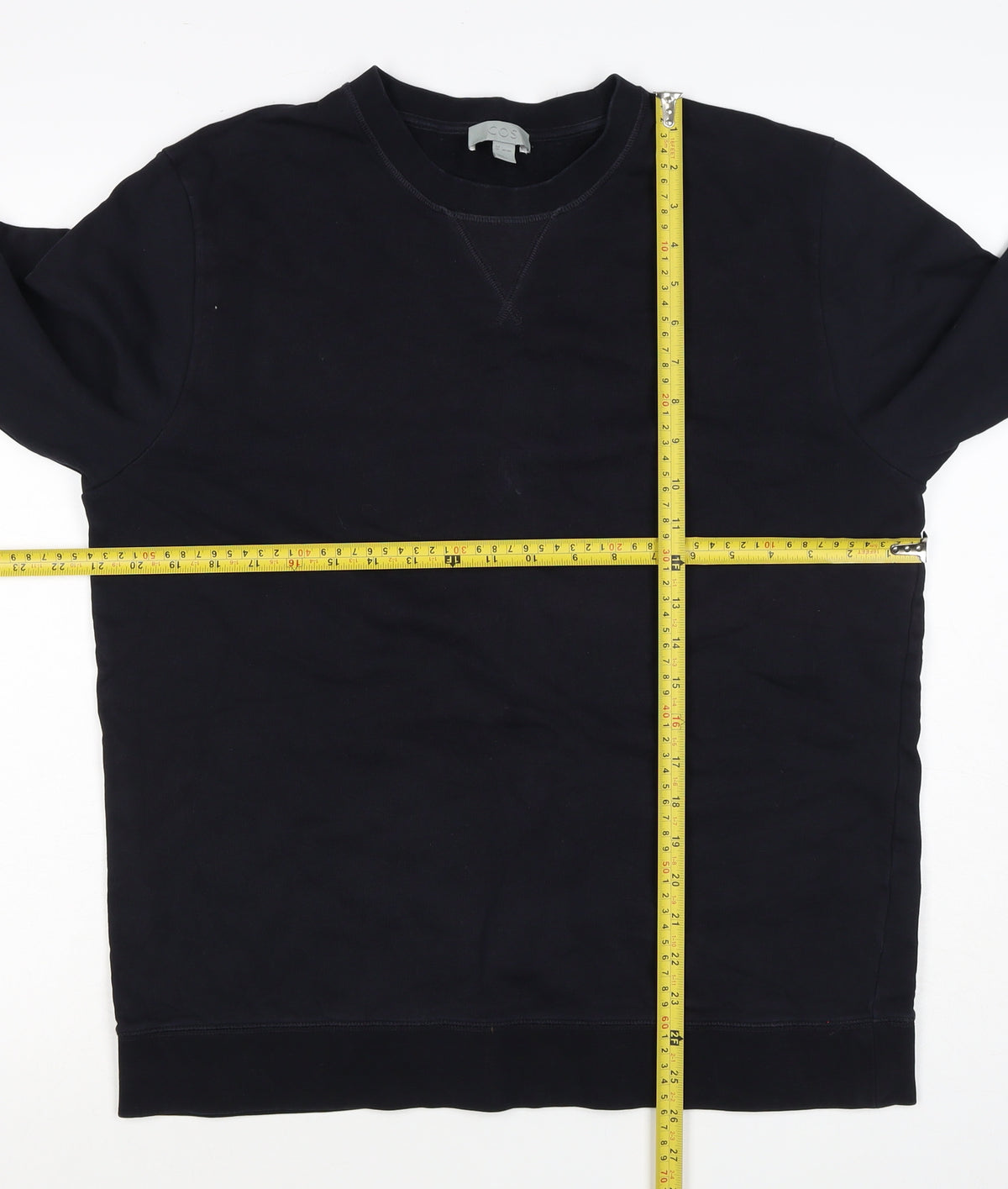 COS Men’s Black L Crew Neck Pullover Cotton Sweatshirt Long Sleeve