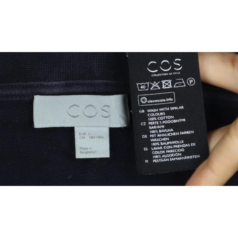 COS Men’s Black L Crew Neck Pullover Cotton Sweatshirt Long Sleeve