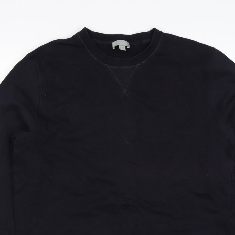 COS Men’s Black L Crew Neck Pullover Cotton Sweatshirt Long Sleeve