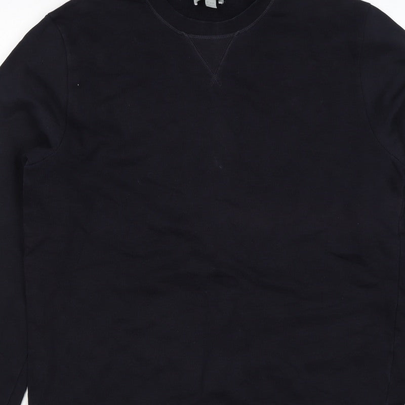 COS Men’s Black L Crew Neck Pullover Cotton Sweatshirt Long Sleeve