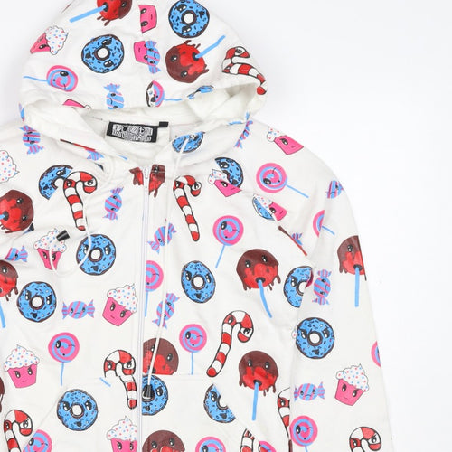 Poizen Industries Women’s White S Full Zip Candy Print Hoodie