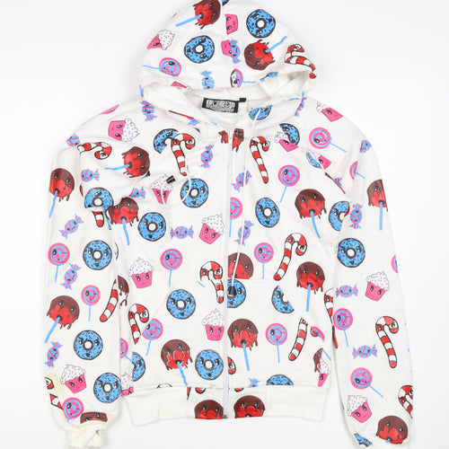 Poizen Industries Women’s White S Full Zip Candy Print Hoodie