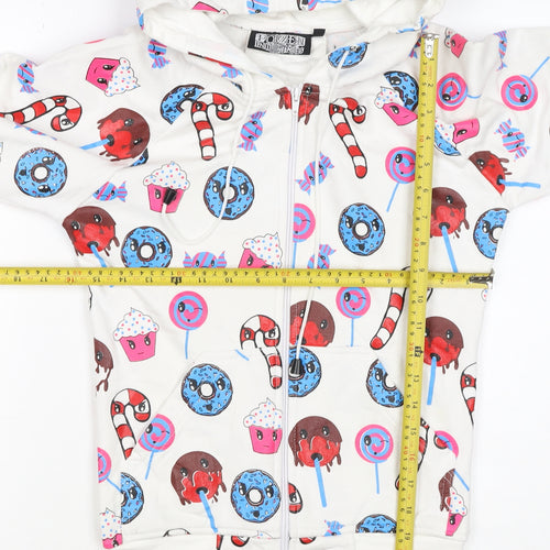 Poizen Industries Women’s White S Full Zip Candy Print Hoodie