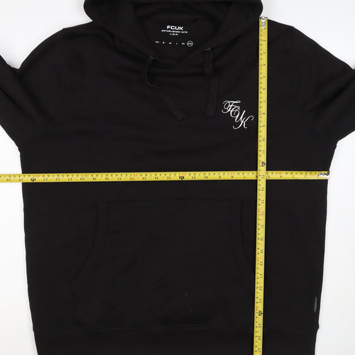FCUK Men’s Black 2XL Pullover Hoodie Logo Drawstring Pocket