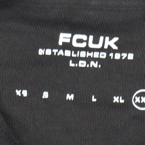 FCUK Men’s Black 2XL Pullover Hoodie Logo Drawstring Pocket