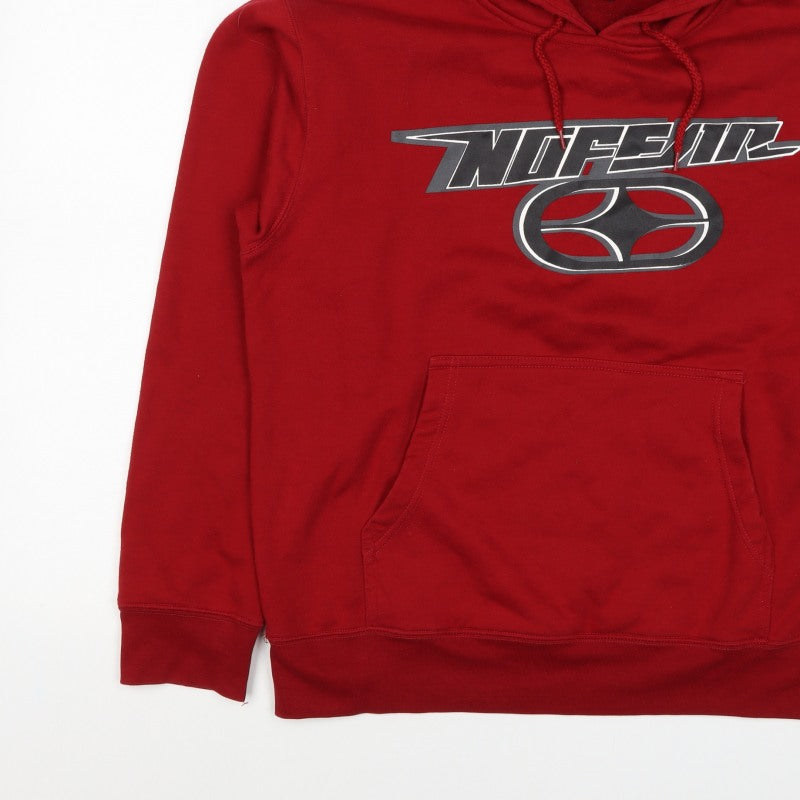 No Fear Men's Red L Pullover Hoodie Graphic Logo Pocket