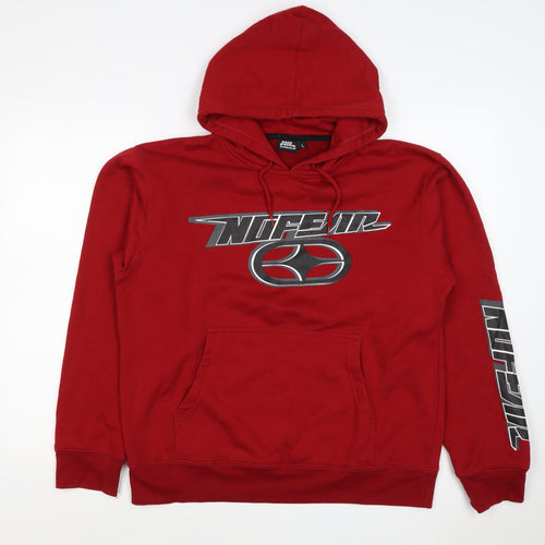 No Fear Men's Red L Pullover Hoodie Graphic Logo Pocket