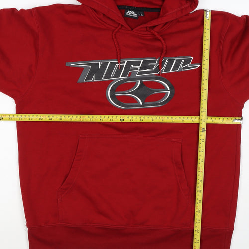 No Fear Men's Red L Pullover Hoodie Graphic Logo Pocket