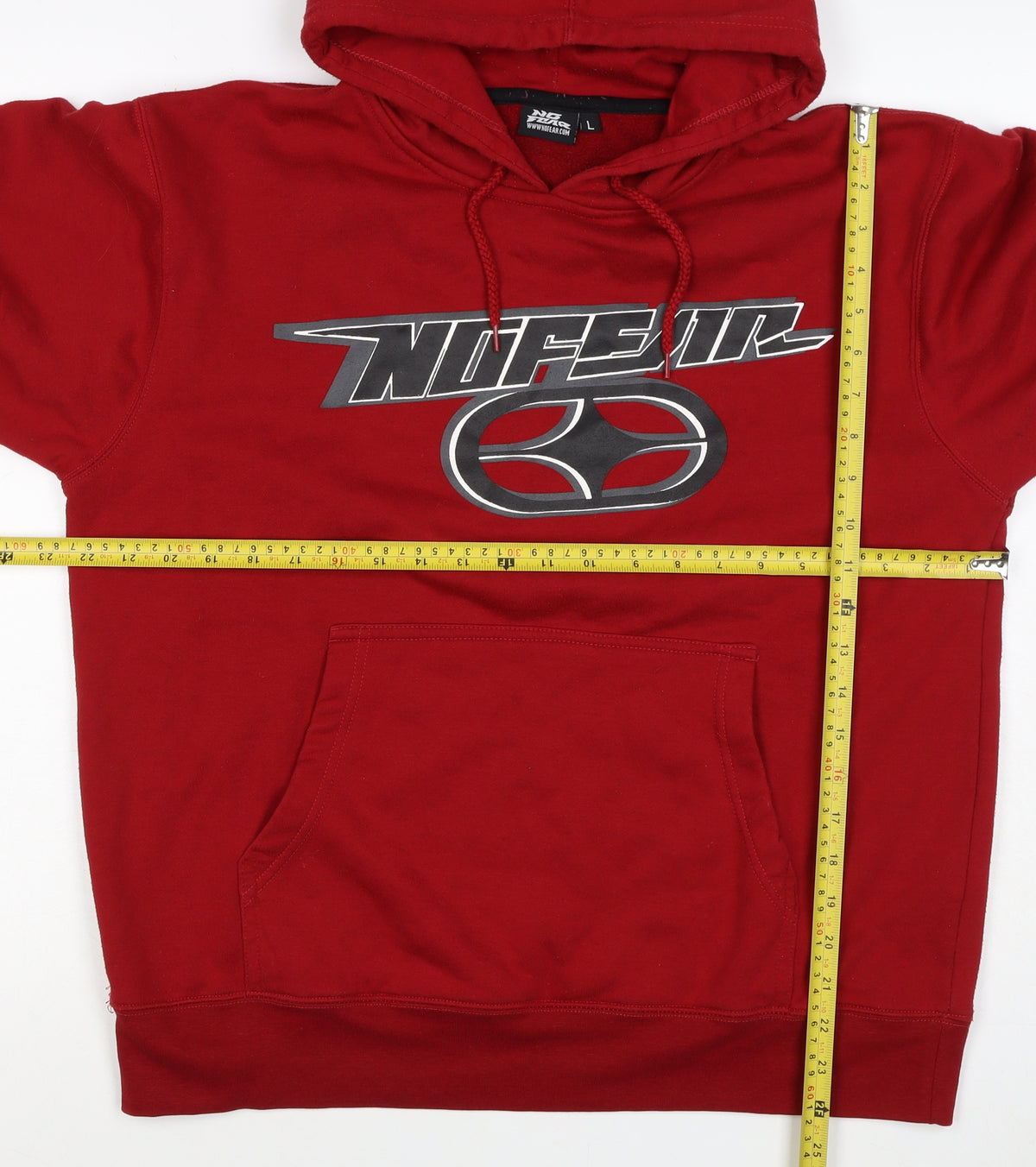 No Fear Men's Red L Pullover Hoodie Graphic Logo Pocket