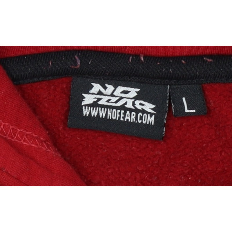 No Fear Men's Red L Pullover Hoodie Graphic Logo Pocket